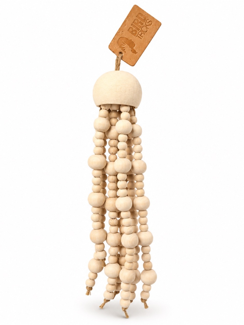 BirdTricks Natural Wood Bead Tassel Parrot Foraging Preening Toy NWT